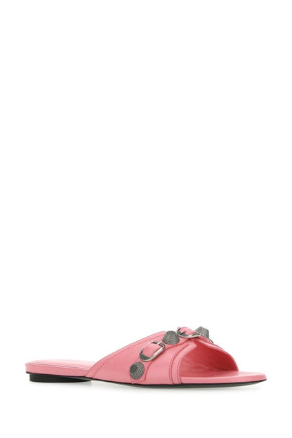 BALENCIAGA | Pink leather Cagole slippers