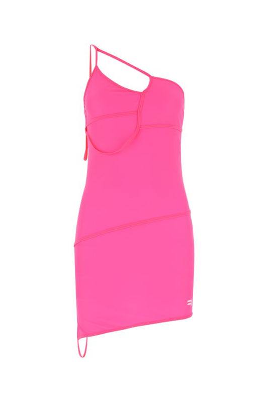 BALENCIAGA | Fluo pink stretch nylon mini dress