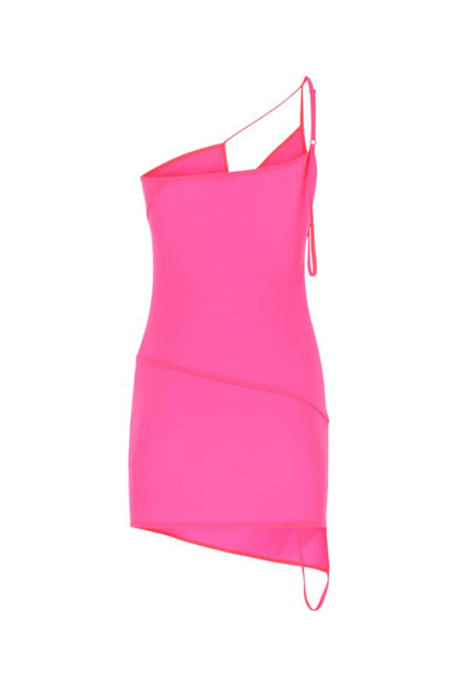 BALENCIAGA | Fluo pink stretch nylon mini dress