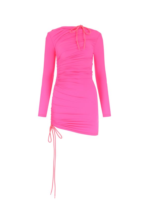 BALENCIAGA | Fluo pink stretch nylon mini dress