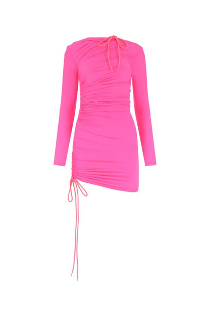 BALENCIAGA | Fluo pink stretch nylon mini dress