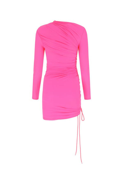 BALENCIAGA | Fluo pink stretch nylon mini dress