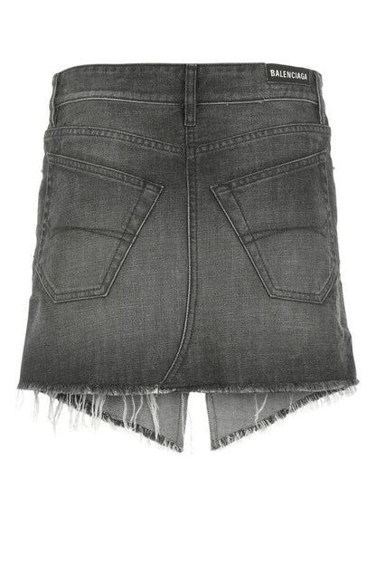 BALENCIAGA | Black denim Cut-Up mini skirt