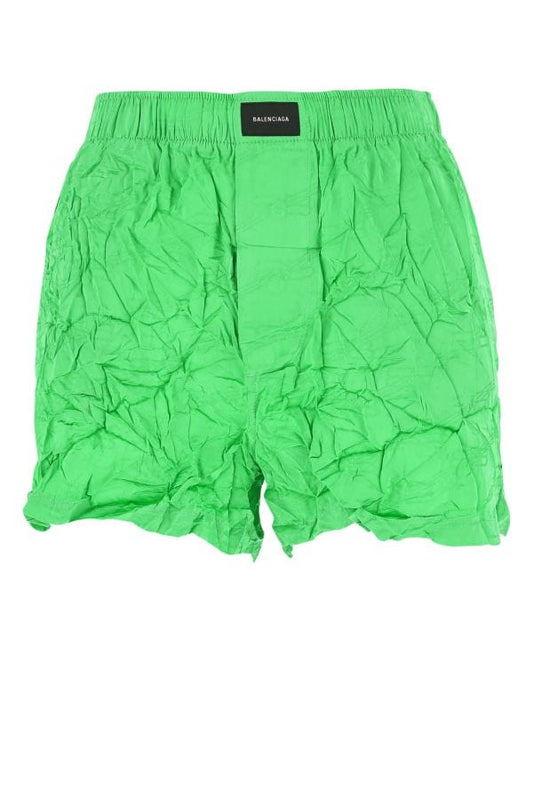 BALENCIAGA | Fluo green viscose shorts