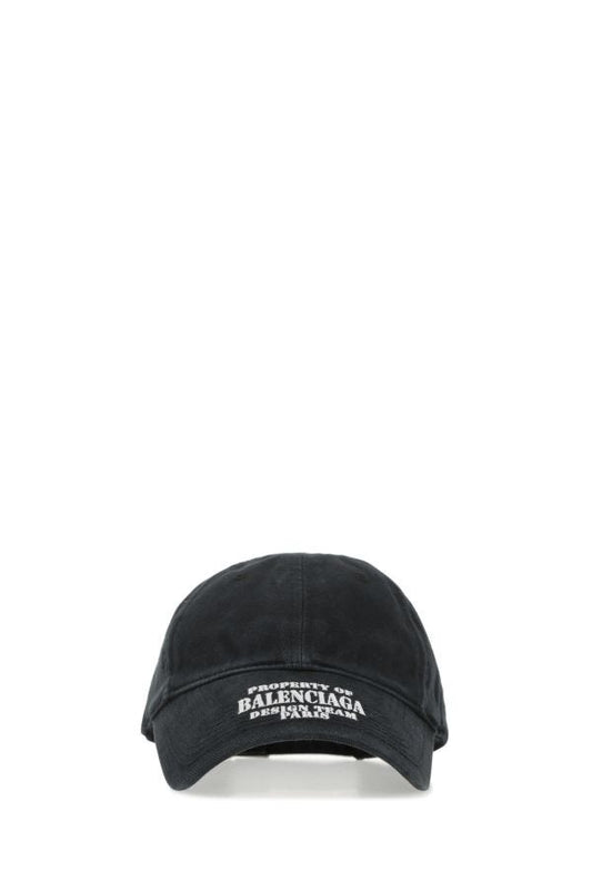 BALENCIAGA | Black denim baseball cap