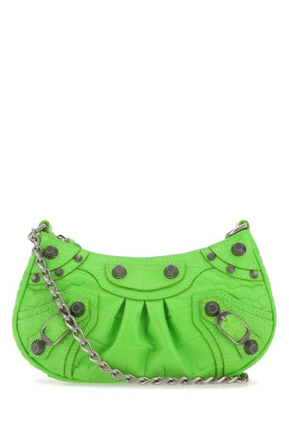 BALENCIAGA | Fluo green leather Le Cagole mini handbag