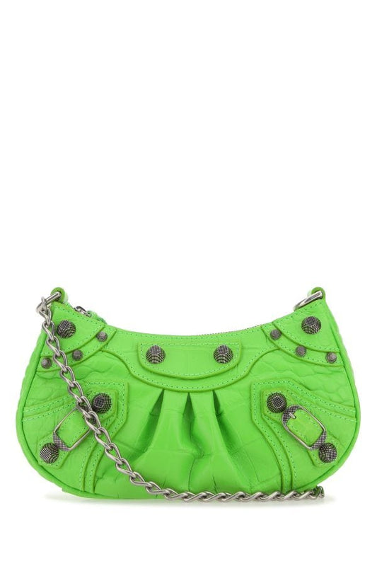 BALENCIAGA | Fluo green leather Le Cagole mini handbag