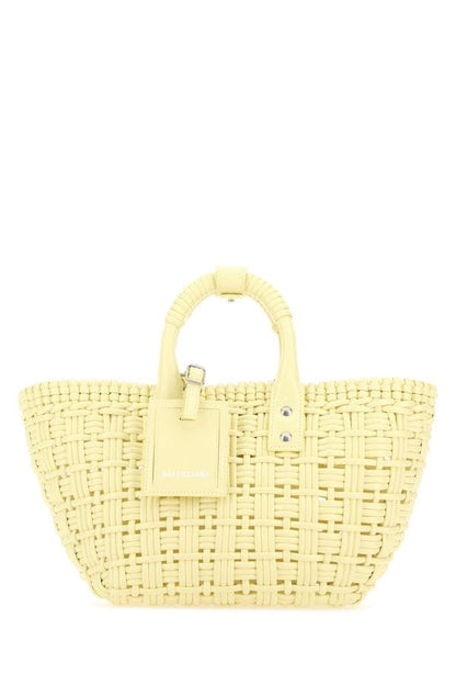 BALENCIAGA | Pastel yellow synthetic leather Bistro XS handbag