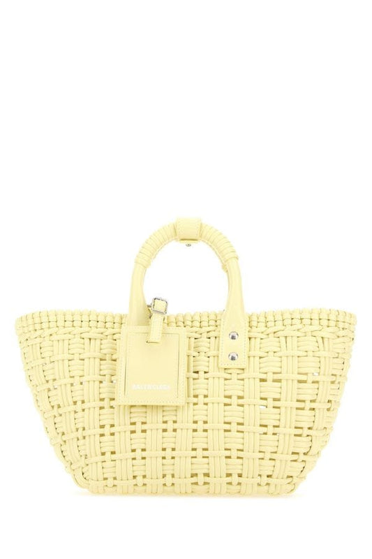BALENCIAGA | Pastel yellow synthetic leather Bistro XS handbag