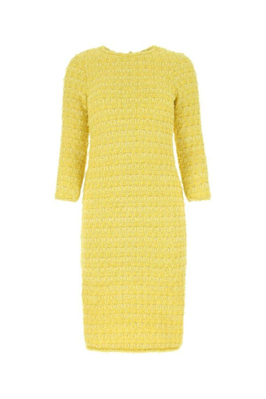BALENCIAGA | Yellow fabric Back-To-Front midi dress