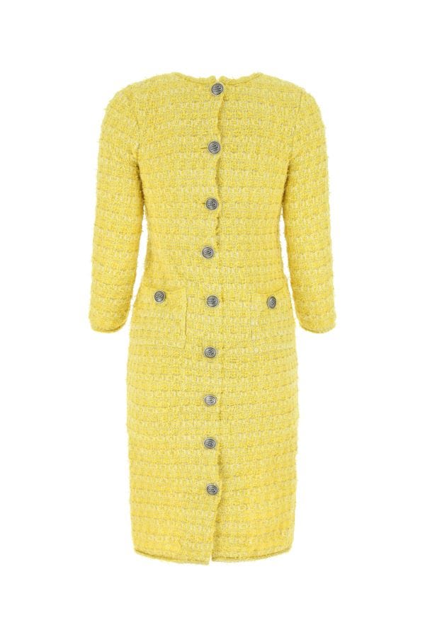 BALENCIAGA | Yellow fabric Back-To-Front midi dress