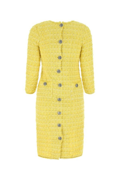 BALENCIAGA | Yellow fabric Back-To-Front midi dress