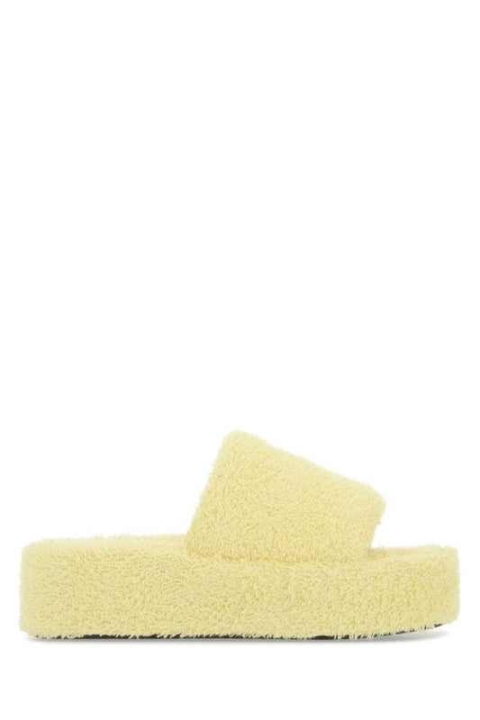 BALENCIAGA | Pastel yellow terry fabric Rise slippers