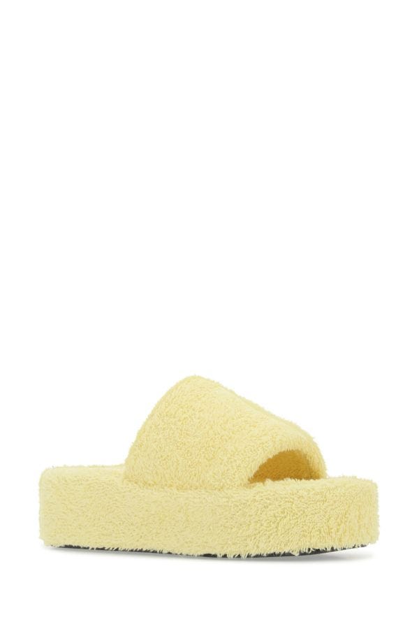 BALENCIAGA | Pastel yellow terry fabric Rise slippers