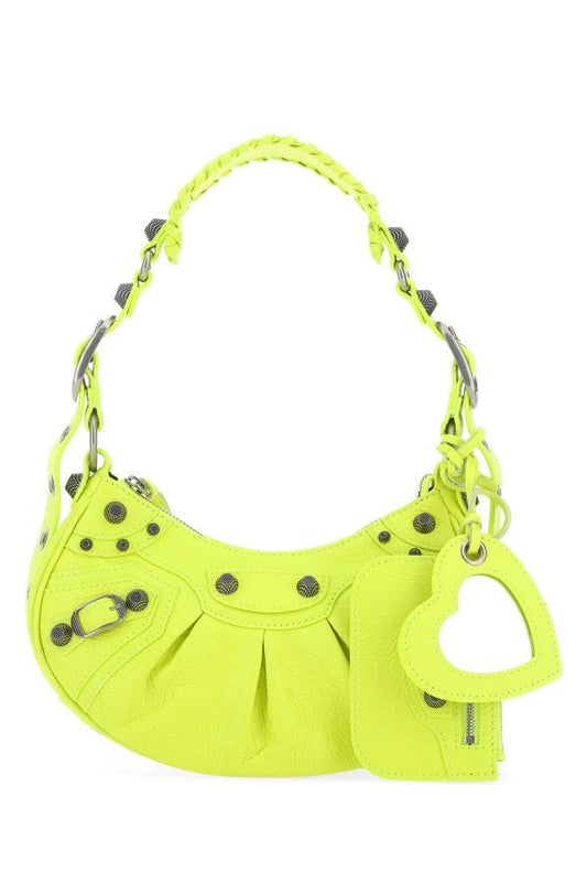BALENCIAGA | Fluo yellow nappa leather Le Cagole XS shoulder bag
