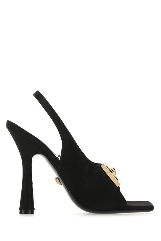 VERSACE | Black satin sandals