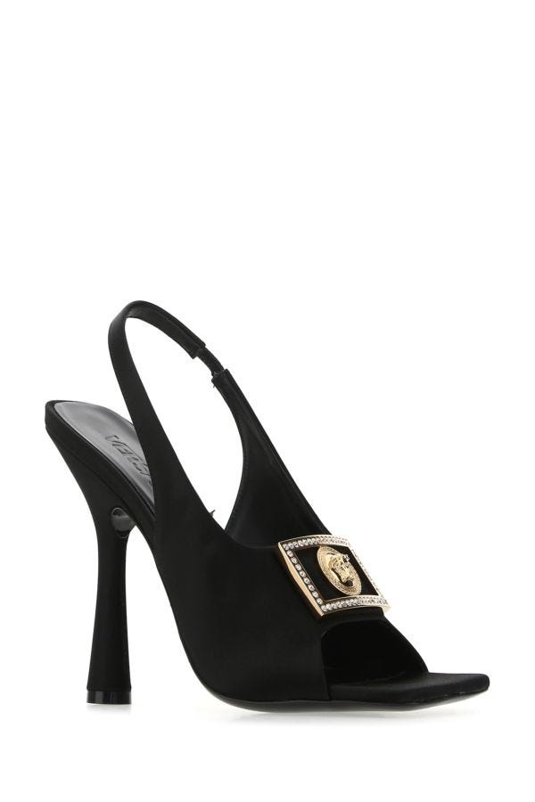 VERSACE | Black satin sandals