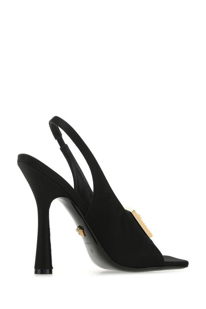 VERSACE | Black satin sandals