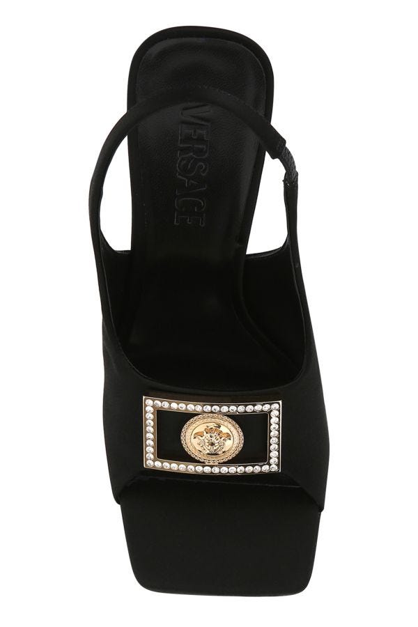 VERSACE | Black satin sandals