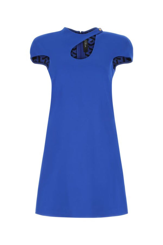 VERSACE | Electric blue stretch crepe mini dress