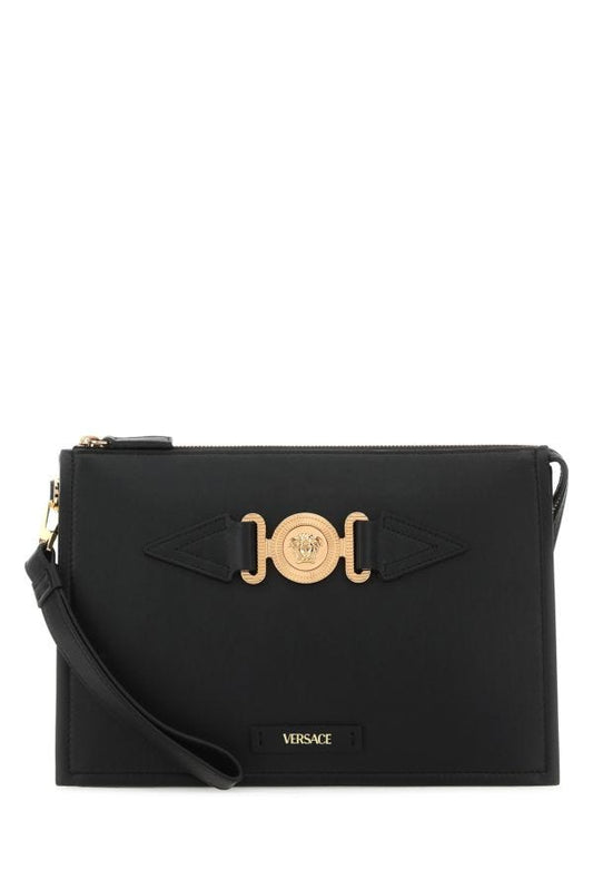 VERSACE | Black leather Medusa clutch
