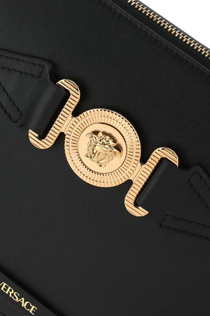 VERSACE | Black leather Medusa clutch