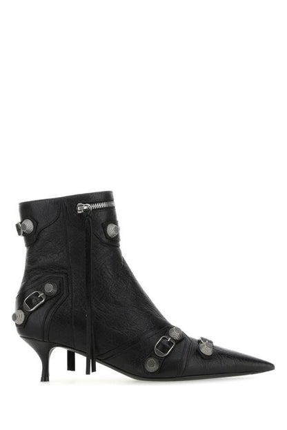 BALENCIAGA | Black leather Cagole ankle boots