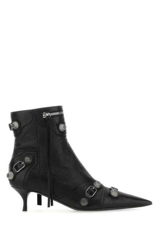 BALENCIAGA | Black leather Cagole ankle boots