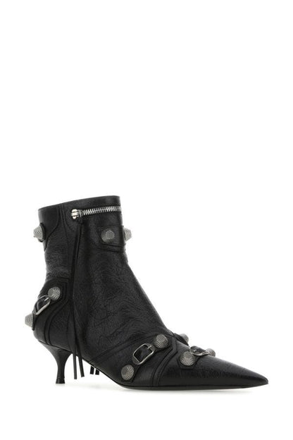 BALENCIAGA | Black leather Cagole ankle boots