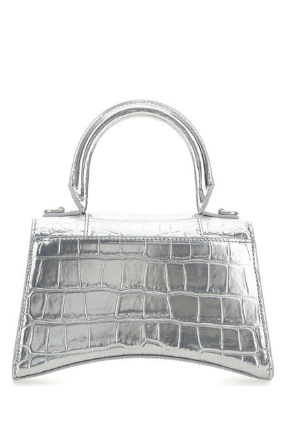 BALENCIAGA | Silver leather XS Hourglass handbag