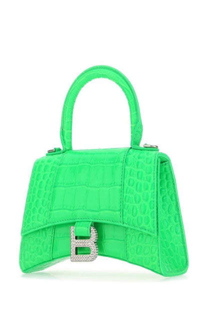 BALENCIAGA | Fluo green leather Hourglass XS handbag