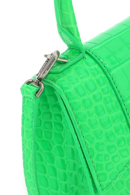 BALENCIAGA | Fluo green leather Hourglass XS handbag