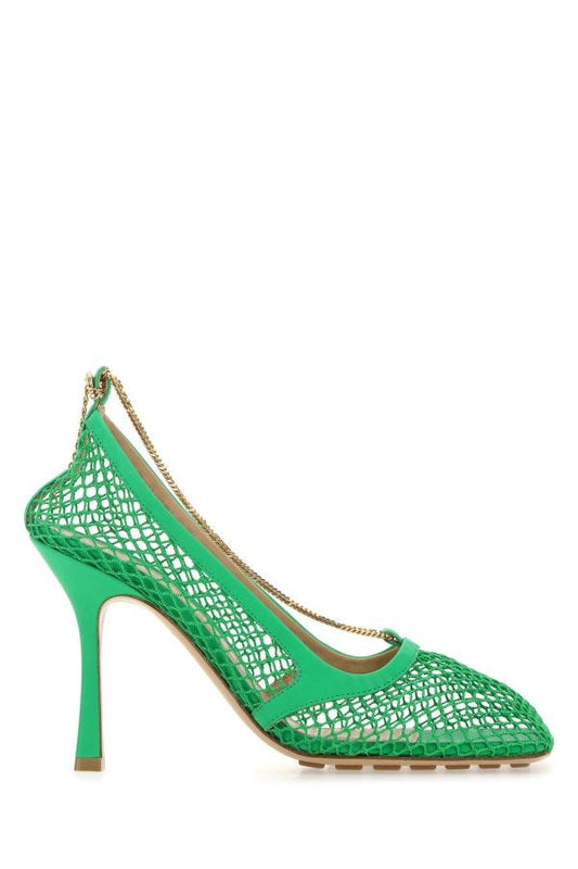 BOTTEGA VENETA | Grass green mesh Stretch pumps