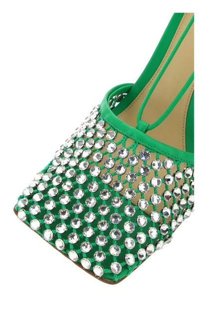 BOTTEGA VENETA | Grass green mesh Stretch sandals