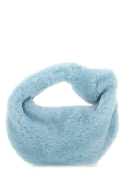 BOTTEGA VENETA | Pastel light-blue shearling mini Jodie handbag