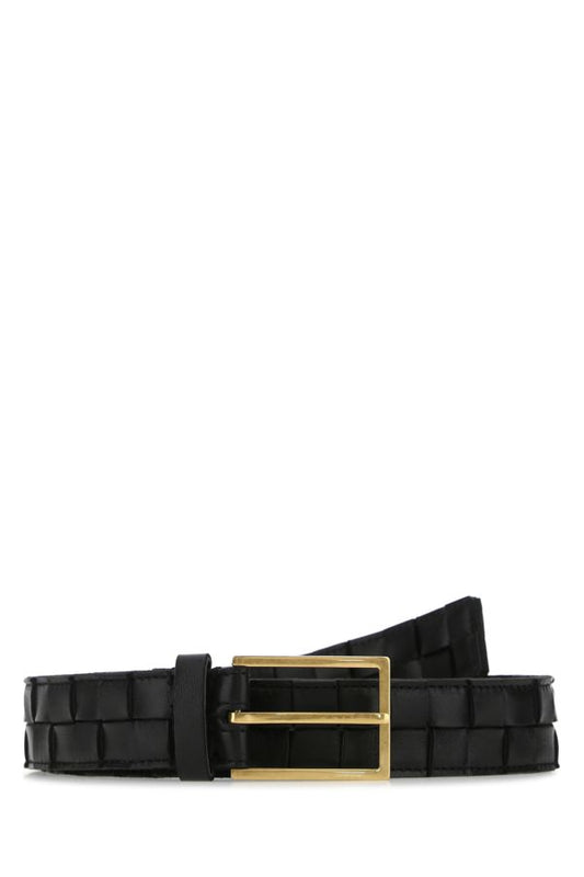 BOTTEGA VENETA | Black leather Maxi Intreccio belt