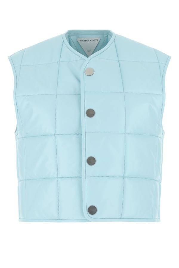 BOTTEGA VENETA | Pastel light-blue nappa leather padded vest