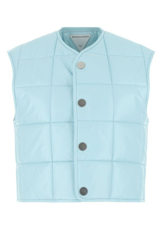 BOTTEGA VENETA | Pastel light-blue nappa leather padded vest