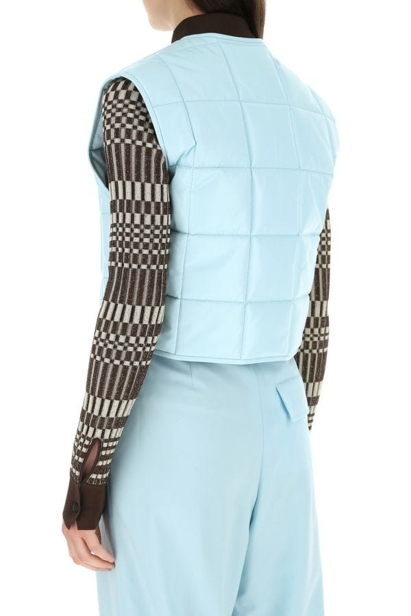 BOTTEGA VENETA | Pastel light-blue nappa leather padded vest