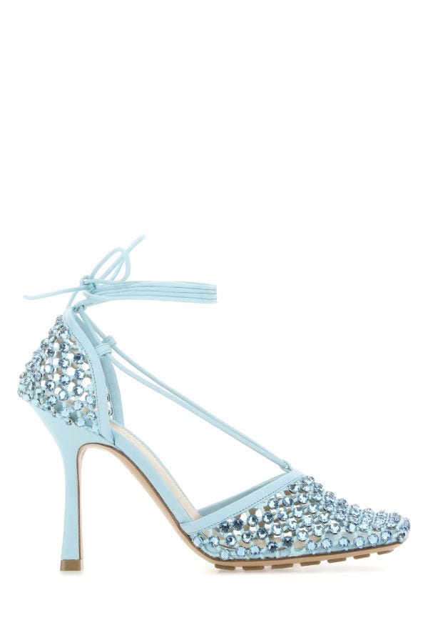 BOTTEGA VENETA | Pastel light-blue mesh Stretch sandals