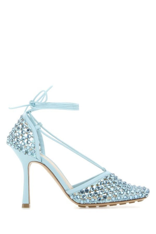 BOTTEGA VENETA | Pastel light-blue mesh Stretch sandals