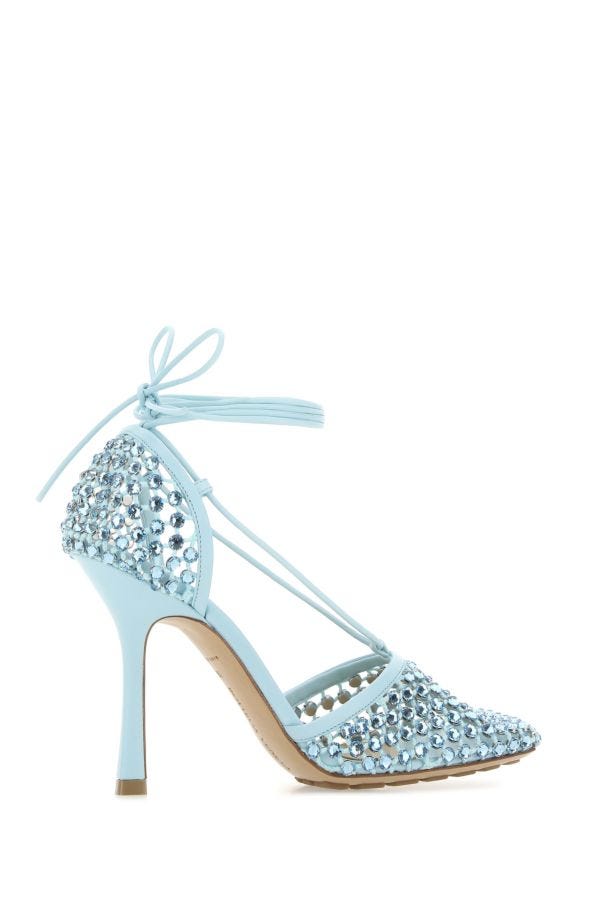 BOTTEGA VENETA | Pastel light-blue mesh Stretch sandals