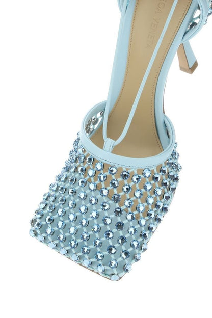 BOTTEGA VENETA | Pastel light-blue mesh Stretch sandals
