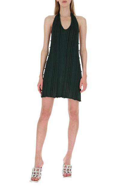 BOTTEGA VENETA | Bottle green polyester blend mini dress