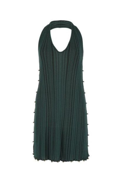 BOTTEGA VENETA | Bottle green polyester blend mini dress