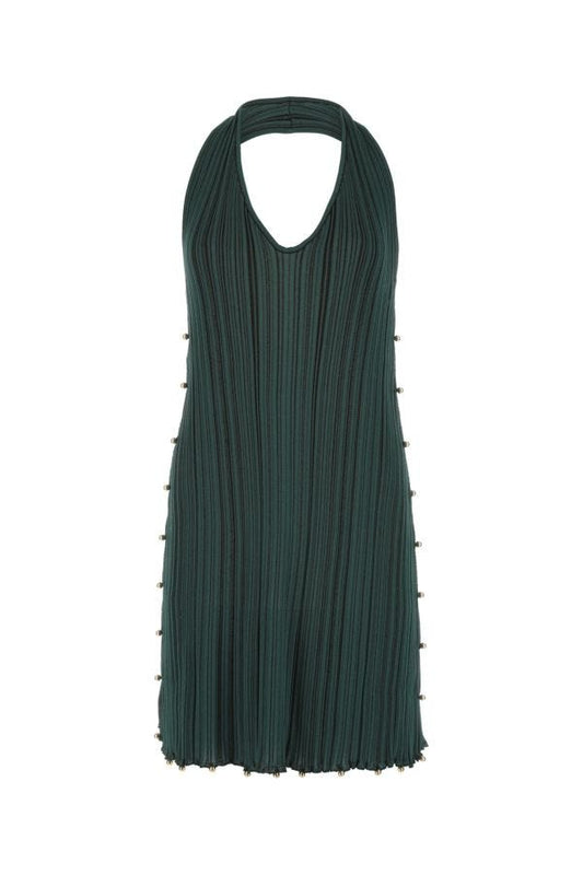 BOTTEGA VENETA | Bottle green polyester blend mini dress