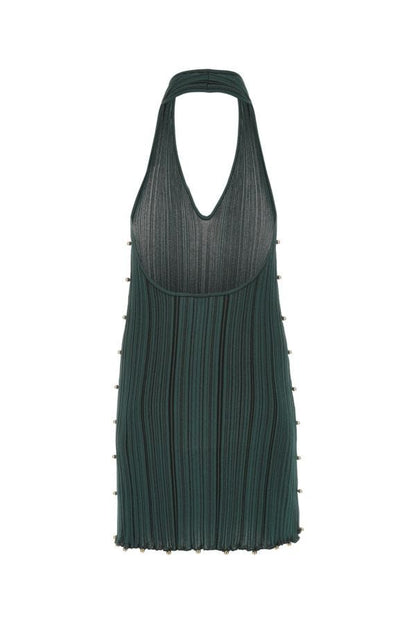 BOTTEGA VENETA | Bottle green polyester blend mini dress
