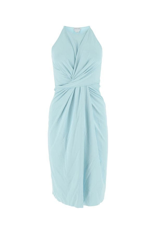 BOTTEGA VENETA | Pastel light blue stretch viscose blend dress