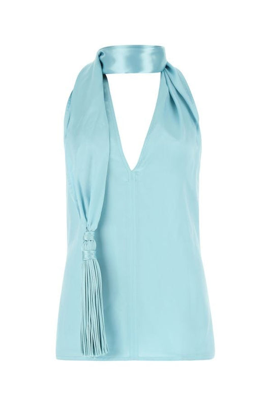 BOTTEGA VENETA | Pastel light-blue satin top