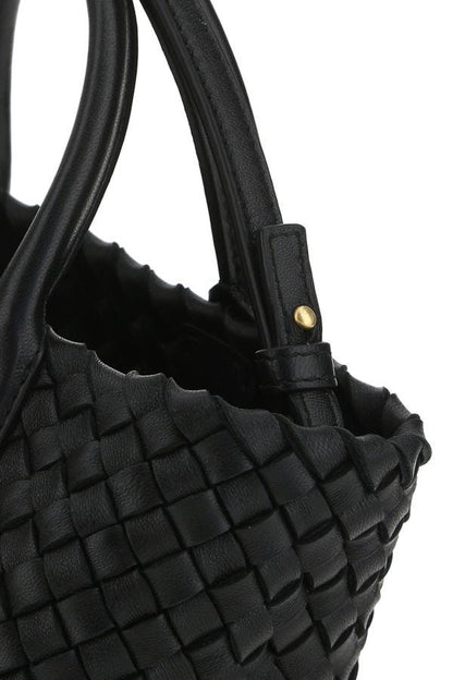 BOTTEGA VENETA | Black leather mini Cabat handbag